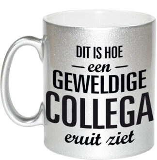 Bellatio Decorations Zilveren geweldige collega cadeau koffiemok / theebeker 330 ml