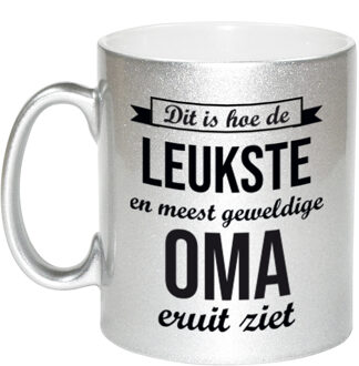 Bellatio Decorations Zilveren leukste en meest geweldige oma cadeau koffiemok / theebeker 330 ml