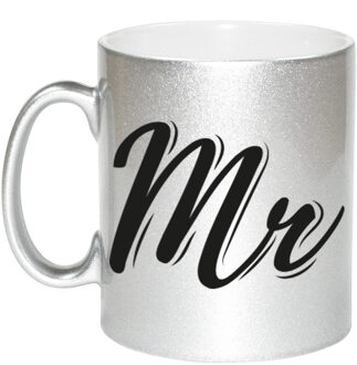 Bellatio Decorations Zilveren Mr / Mister cadeau mok / beker voor koppels 330 ml