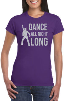 Bellatio Decorations Zilveren muziek t-shirt / shirt Dance all night long paars dames