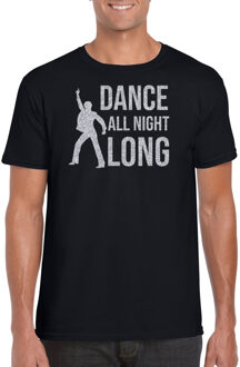 Bellatio Decorations Zilveren muziek t-shirt / shirt Dance all night long zwart heren