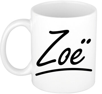 Bellatio Decorations Zo? Naam koffiemok - beker - met sierlijke letters - wit - 300 ml - Cadeau - Dames