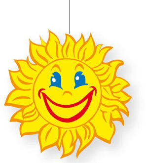 Bellatio Decorations Zomer/lente feest thema zon versiering 28 cm van karton - Feestdecoratievoorwerp