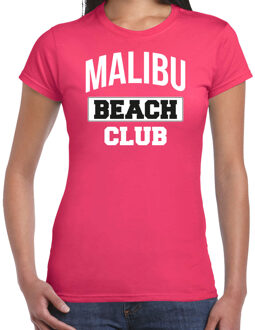 Bellatio Decorations zomer t-shirt voor dames - Malibu Beach Club - tropisch thema feest - roze 2XL