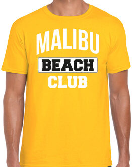 Bellatio Decorations zomer t-shirt voor heren - Malibu Beach Club - tropisch thema feest - geel 2XL