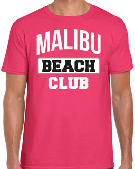 Bellatio Decorations Zomer t-shirt voor heren - Malibu Beach Club - tropisch thema feest kleding - roze