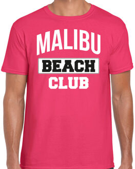 Bellatio Decorations zomer t-shirt voor heren - Malibu Beach Club - tropisch thema feest - roze 2XL