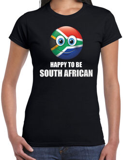Bellatio Decorations Zuid-Afrika emoticon Happy to be African landen t-shirt zwart dames S