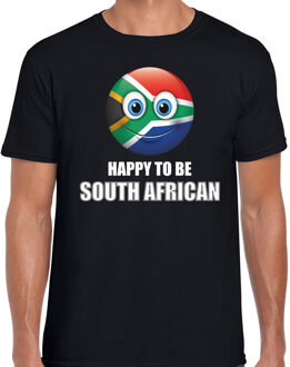 Bellatio Decorations Zuid-Afrika emoticon Happy to be African landen t-shirt zwart heren