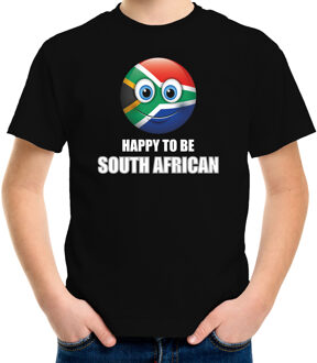 Bellatio Decorations Zuid-Afrika Emoticon Happy to be South African landen t-shirt zwart kinderen M (134-140)