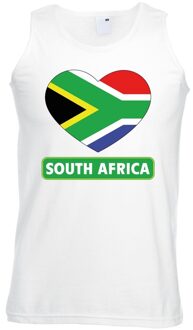 Bellatio Decorations Zuid Afrika hart vlag singlet shirt/ tanktop wit heren