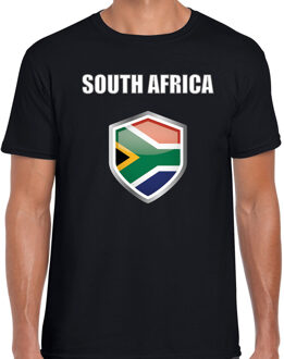 Bellatio Decorations Zuid Afrika vlag thema landen t-shirt - zwart - voor heren - Supporters kleding - korte mouwen