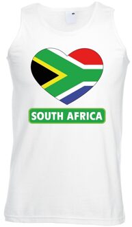 Bellatio Decorations Zuid Afrikaanse vlag in hartje singlet wit heren