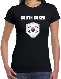 Bellatio Decorations Zuid Korea landen t-shirt zwart dames - Zuid Koreaanse landen shirt / kleding - EK / WK / Olympische spelen South Korea outfit 2XL