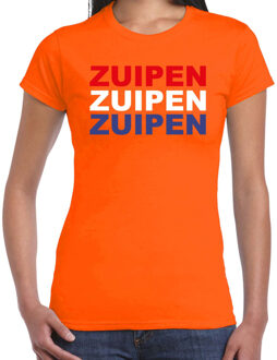 Bellatio Decorations Zuipen t-shirt oranje voor dames - Koningsdag / EK/WK shirts