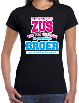 Bellatio Decorations Zus en broer fun kado t-shirt zwart voor dames - cadeau shirt 2XL