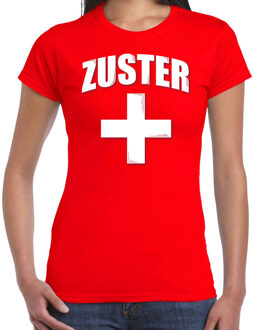 Bellatio Decorations Zuster met kruis verkleed t-shirt rood voor dames