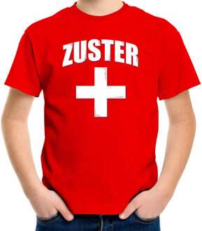 Bellatio Decorations Zuster verkleedkleding t-shirt - rood - voor kinderen - Verpleegster - carnaval - feestkleding S (122-128)