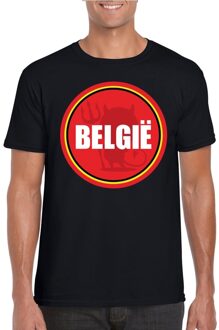 Bellatio Decorations Zwart Belgie shirt met duiveltje in cirkel shirt heren - Belgie supporter shirt 2XL