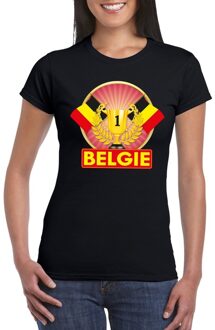 Bellatio Decorations Zwart Belgisch kampioen t-shirt dames - Belgie supporter shirt L