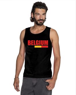 Bellatio Decorations Zwart Belgium supporter mouwloos shirt heren - Belgie singlet shirt/ tanktop 2XL