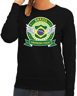 Bellatio Decorations Zwart Brazil drinking team sweater dames 2XL