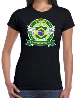 Bellatio Decorations Zwart Brazil drinking team t-shirt dames XS