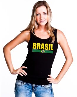 Bellatio Decorations Zwart Brazilie supporter singlet shirt/ tanktop dames L