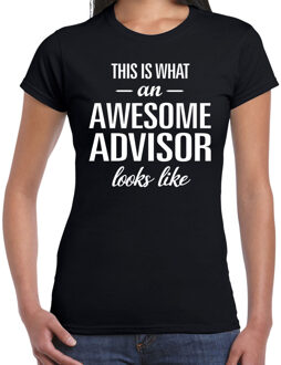 Bellatio Decorations Zwart cadeau t-shirt awesome advisor / geweldige adviseur voor dames XS