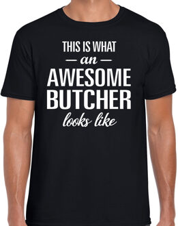 Bellatio Decorations Zwart cadeau t-shirt Awesome Butcher / geweldige slager voor heren 2XL