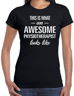 Bellatio Decorations Zwart cadeau t-shirt Awesome Physiotherapist / geweldige fysiotherapeut voor dames 2XL