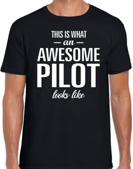 Bellatio Decorations Zwart cadeau t-shirt Awesome Pilot / geweldige piloot voor heren 2XL