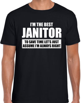 Bellatio Decorations Zwart cadeau t-shirt I'm the best Janitor / ik ben de beste congierge voor heren 2XL