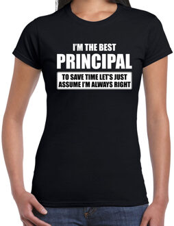 Bellatio Decorations Zwart cadeau t-shirt I'm the best Principal / ik ben de beste directeur voor dames S