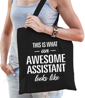 Bellatio Decorations Zwart cadeau tas awesome assistant / geweldige assistent voor dames en heren - Feest Boodschappentassen