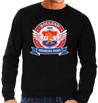 Bellatio Decorations Zwart eHolland drinking team sweater / sweater rwb heren -  Nederland supporter kleding 2XL