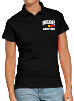 Bellatio Decorations Zwart fan poloshirt / kleding Belgie kampioen EK/ WK voor dames - borst bedrukking L - Feestshirts