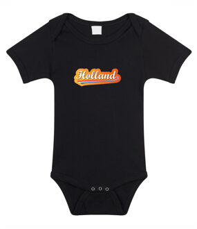 Bellatio Decorations Zwart fan romper voor babys - Holland met Nederlandse wimpel - Nederland supporter - EK/ WK romper / outfit 56 (1-2 maanden)