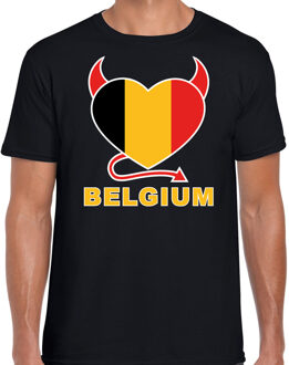 Bellatio Decorations Zwart fan shirt / kleding Belgium hart EK/ WK voor heren 2XL - Feestshirts