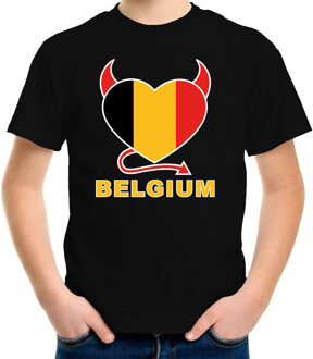 Bellatio Decorations Zwart fan shirt / kleding Belgium hart EK/ WK voor kinderen L (146-152) - Feestshirts