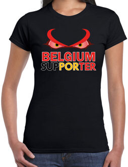 Bellatio Decorations Zwart fan shirt / kleding Belgium supporter EK/ WK voor dames 2XL - Feestshirts