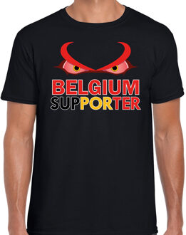 Bellatio Decorations Zwart fan shirt / kleding Belgium supporter EK/ WK voor heren 2XL - Feestshirts