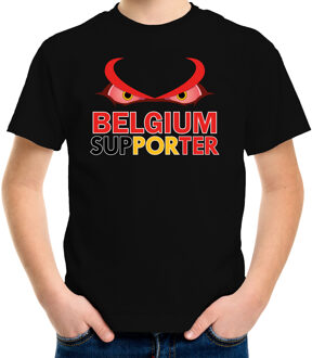 Bellatio Decorations Zwart fan shirt / kleding Belgium supporter EK/ WK voor kinderen L (146-152) - Feestshirts