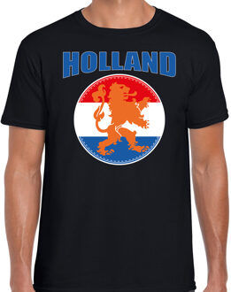 Bellatio Decorations Zwart fan shirt / kleding Holland Holland met zwart leeuw EK/ WK voor heren 2XL - Feestshirts