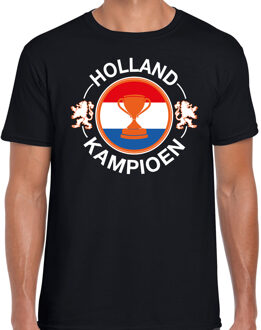 Bellatio Decorations Zwart fan shirt / kleding Holland kampioen met beker EK/ WK voor heren 2XL - Feestshirts