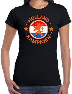 Bellatio Decorations Zwart fan shirt / kleding Holland kampioen met leeuw EK/ WK voor dames 2XL - Feestshirts