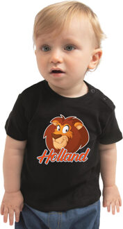 Bellatio Decorations Zwart fan shirt / kleding Holland leeuw voor Koningsdag / EK / WK voor baby / peuters 86 (9-18 maanden) - Feestshirts