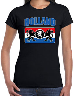 Bellatio Decorations Zwart fan shirt / kleding Holland met een Nederlands wapen EK/ WK voor dames 2XL - Feestshirts