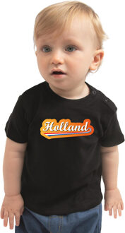 Bellatio Decorations Zwart fan shirt / kleding Holland met Nederlandse wimpel EK/ WK voor baby / peuters 86 (9-18 maanden) - Feestshirts