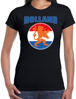 Bellatio Decorations Zwart fan shirt / kleding Holland met zwart leeuw EK/ WK voor dames 2XL - Feestshirts